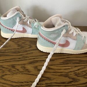 Jordan Kids' Mint Green, Soft Pink & White Suede Sneakers